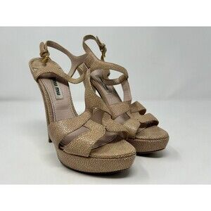 Miu Miu Heels Snakeskin Strap Sandal Stiletto Heels Sz 6.5 US / 36.5 IT